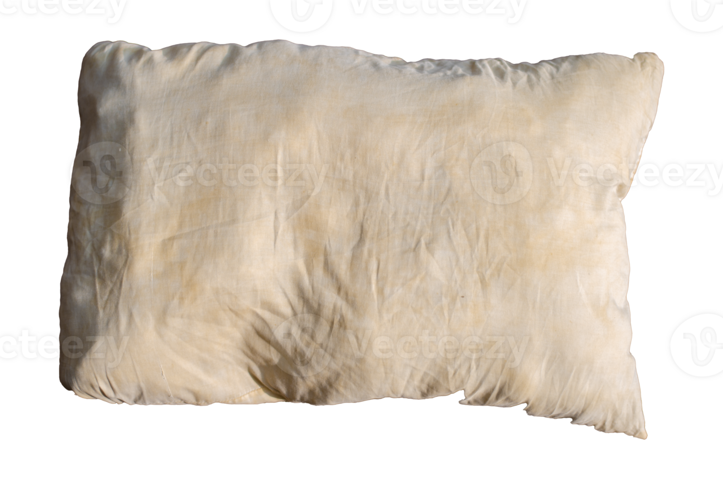 Old, dirty pillows with brown or yellow saliva stains are dangerous to health. on transparent background png