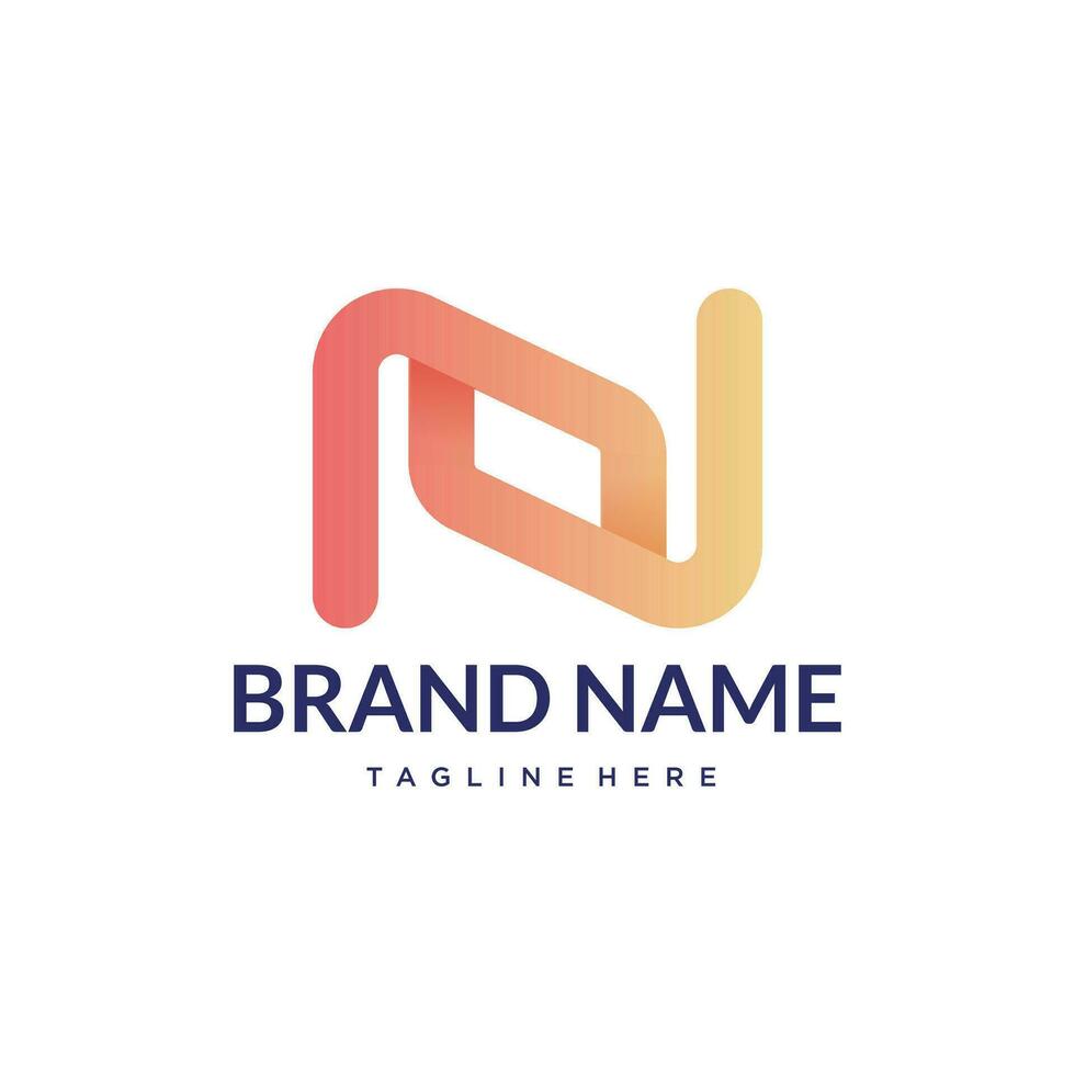 N abstract gradient logo vector