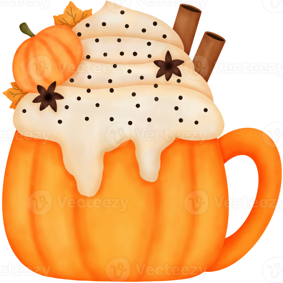 Autumn Drink or Watercolor Pumpkin Spice Drink png