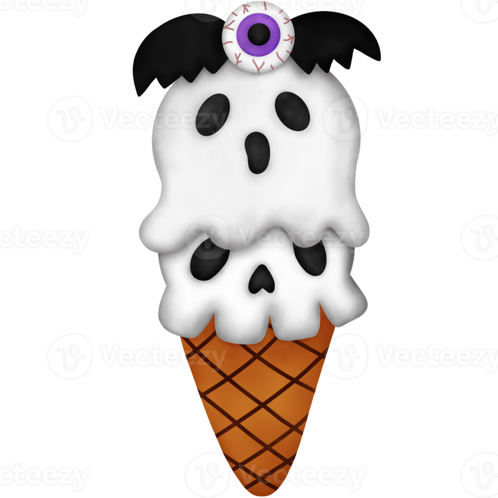 Watercolor Halloween Dessert. Halloween Ice Cream png