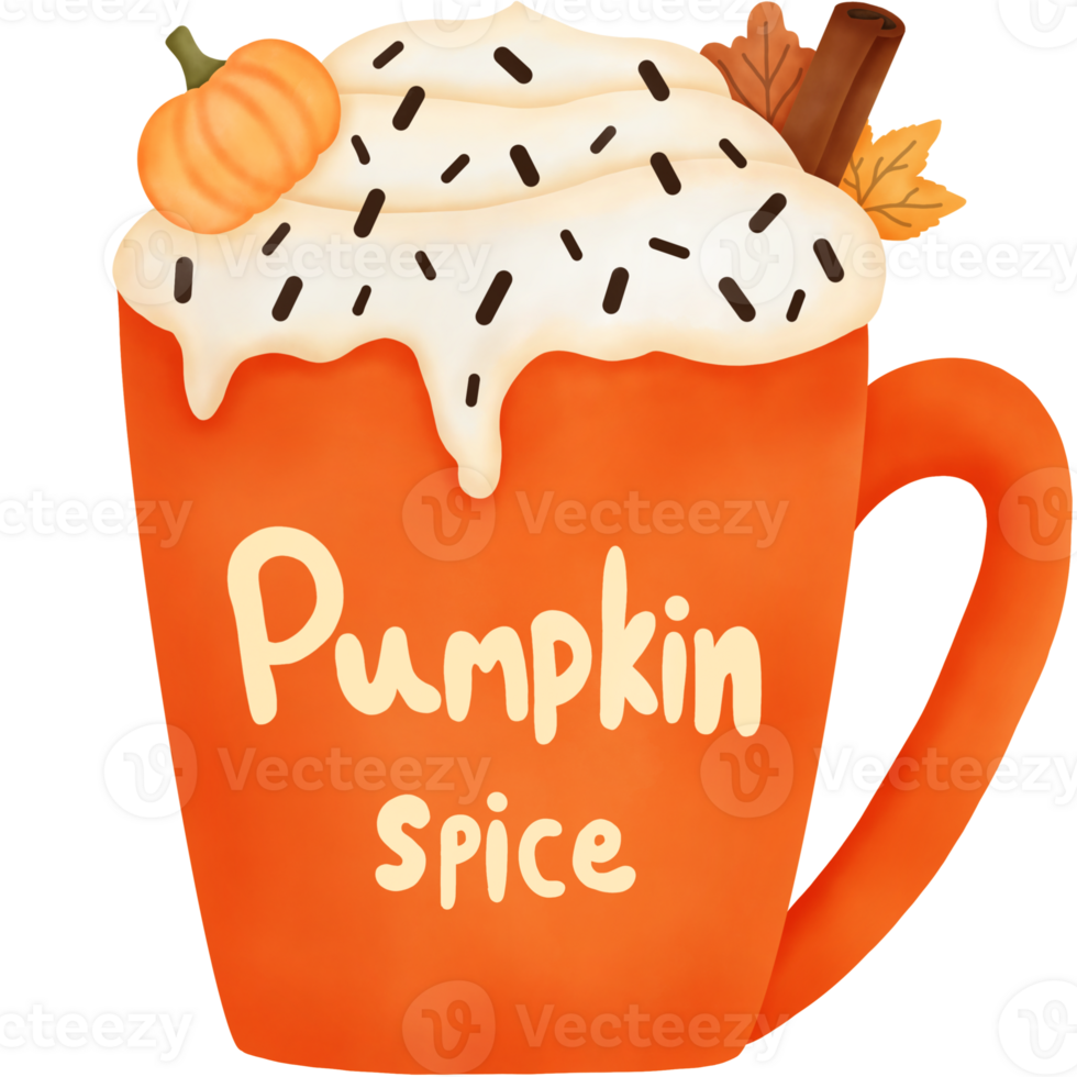 Autumn Drink or Watercolor Pumpkin Spice Drink png