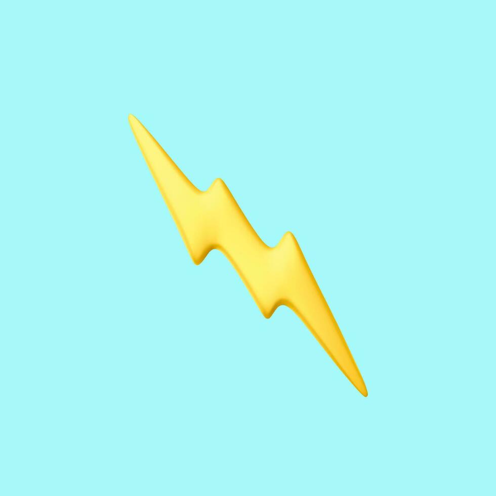 3d realistic flash lightning icon on light background. Vector illustration