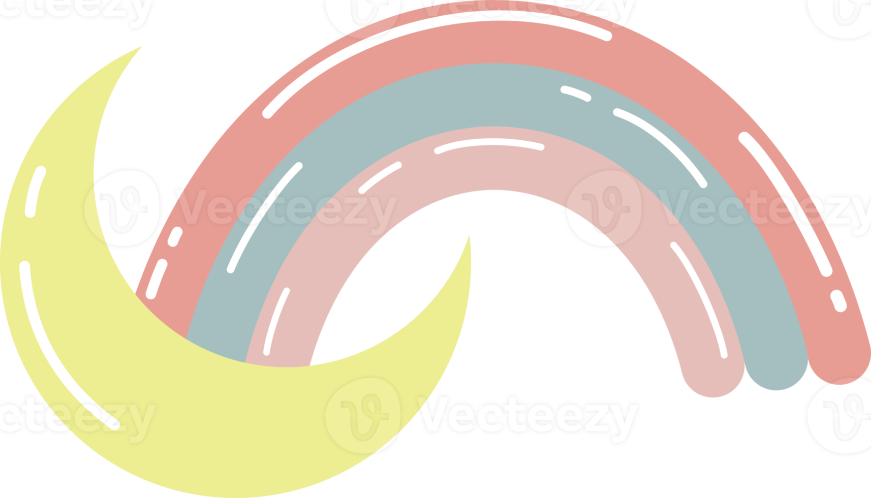 Cute rainbow doodle boho icon png