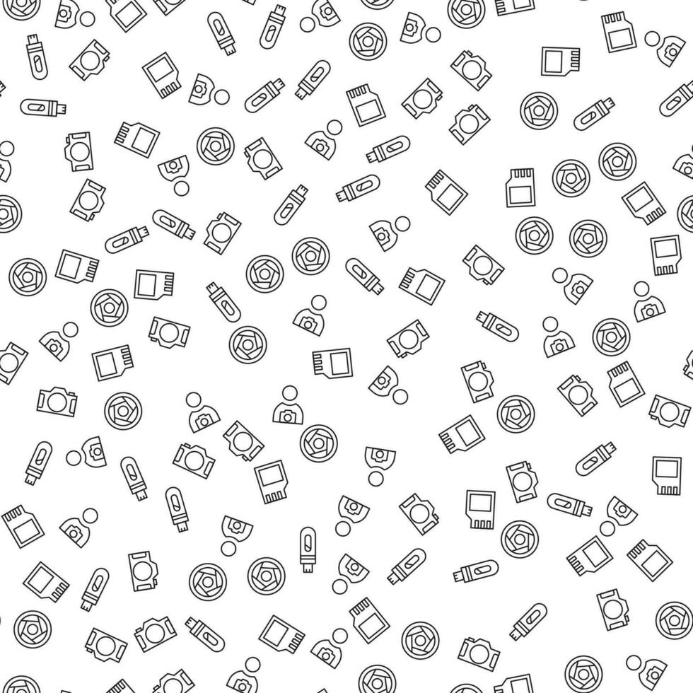 Photographer, Camera, Lens, Flash Cards Seamless Pattern for printing, wrapping, design, sites, shops, apps vector