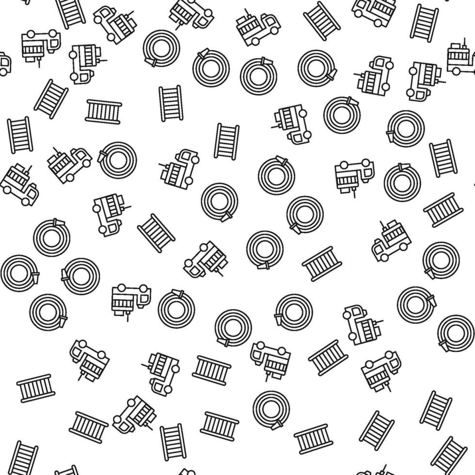 Hose, Ladder, Van, Firefighting Vector Seamless Pattern for websites, wrapping, printing backgrounds and other purposes