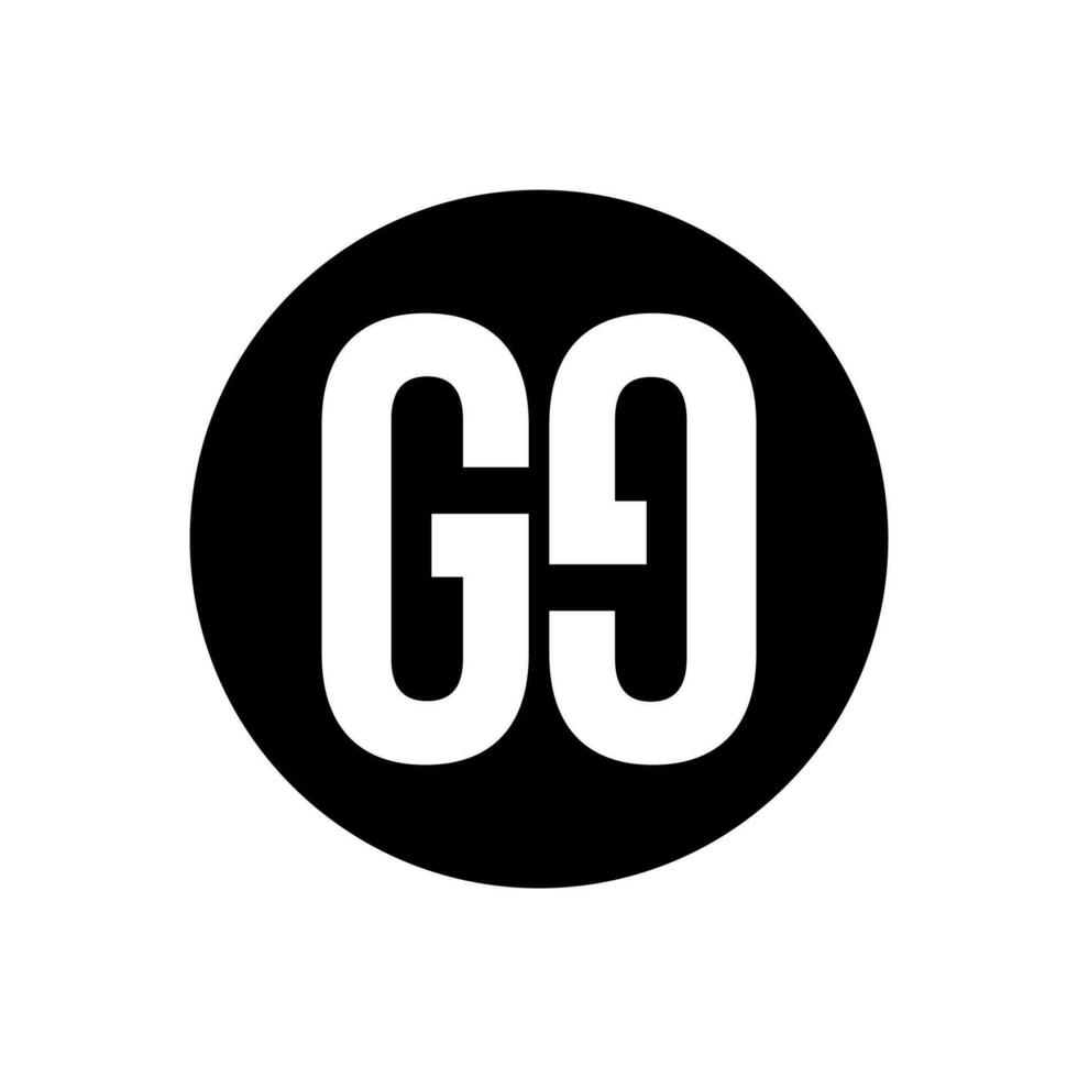 GG brand name monogram with black round. vector