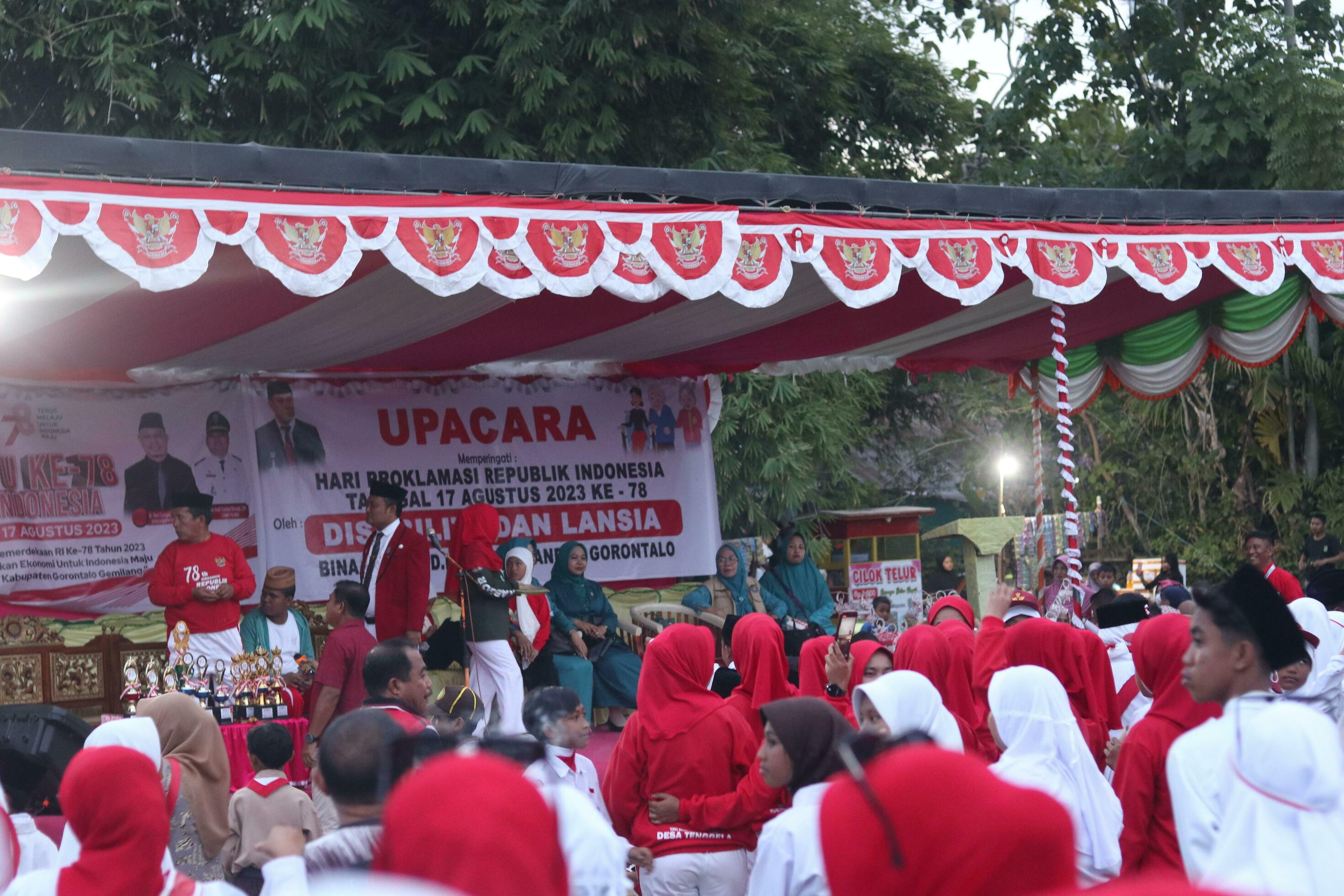 Gorontalo, Indonesia August 17, 2023 The Indonesian flag lowering