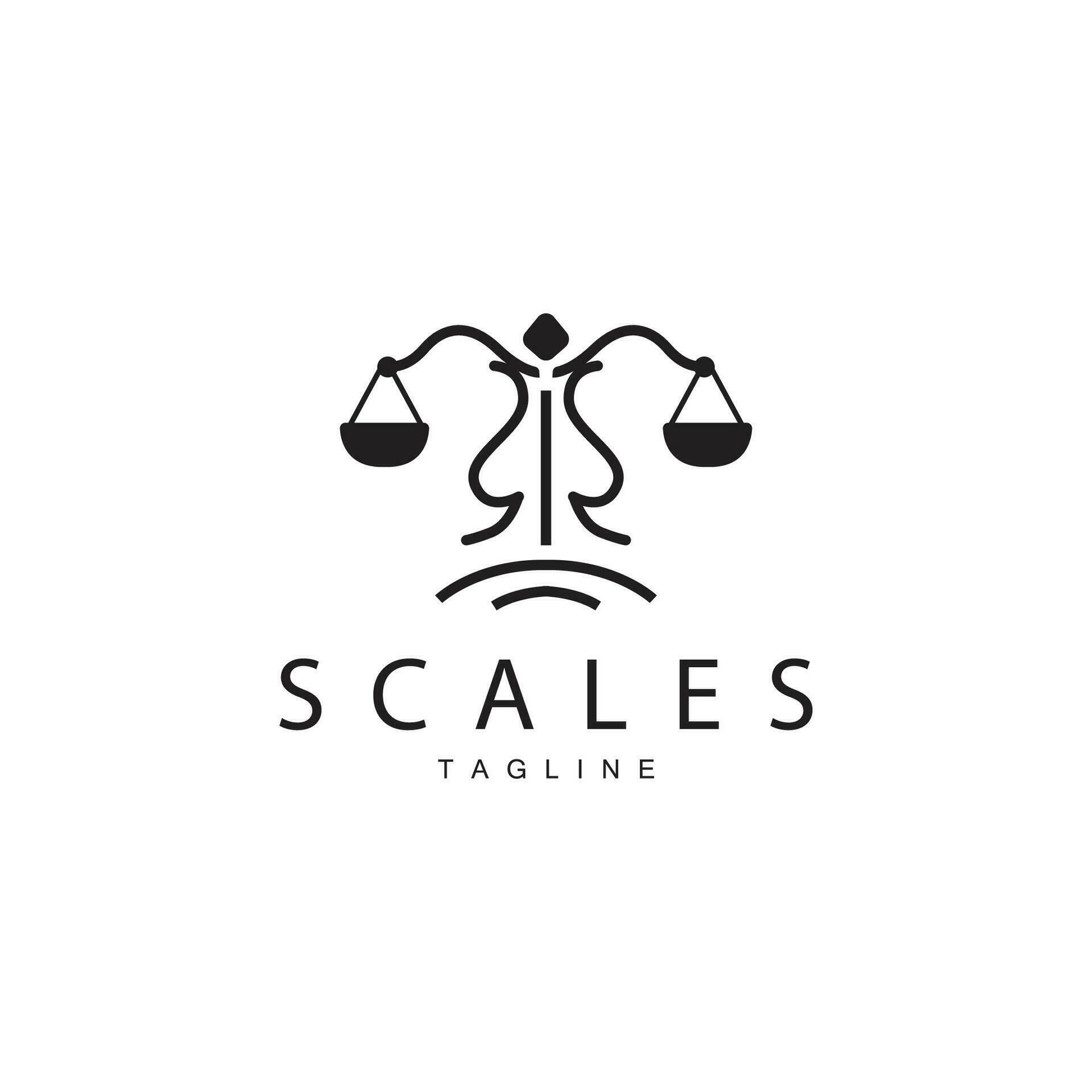Legal Justice Scales Logo Design With Simple Line Model For Company