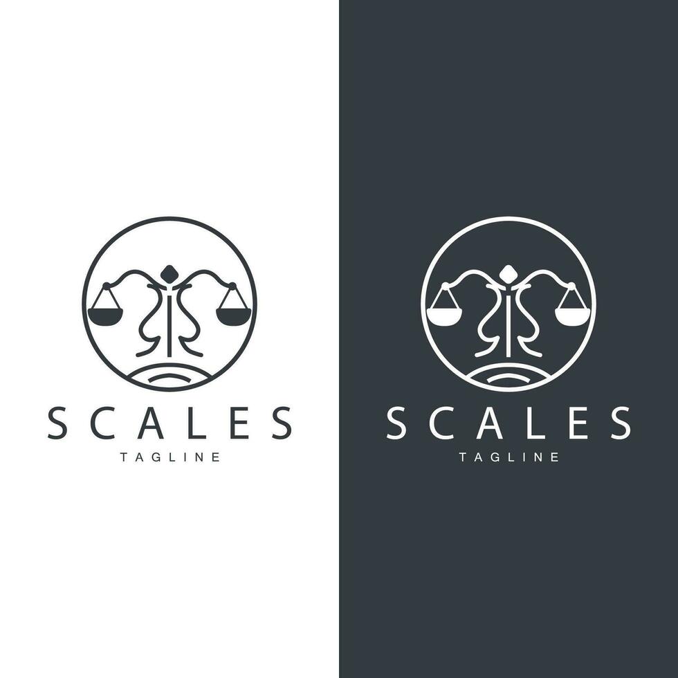 Legal Justice Scales Logo Design With Simple Line Model For Company Brands vector