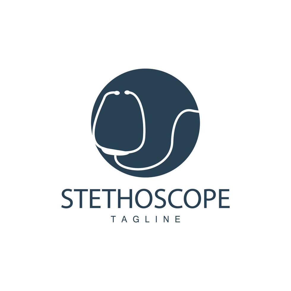 Stethoscope Logo, Health Doctor Design Simple Line Vector Symbol Illustration