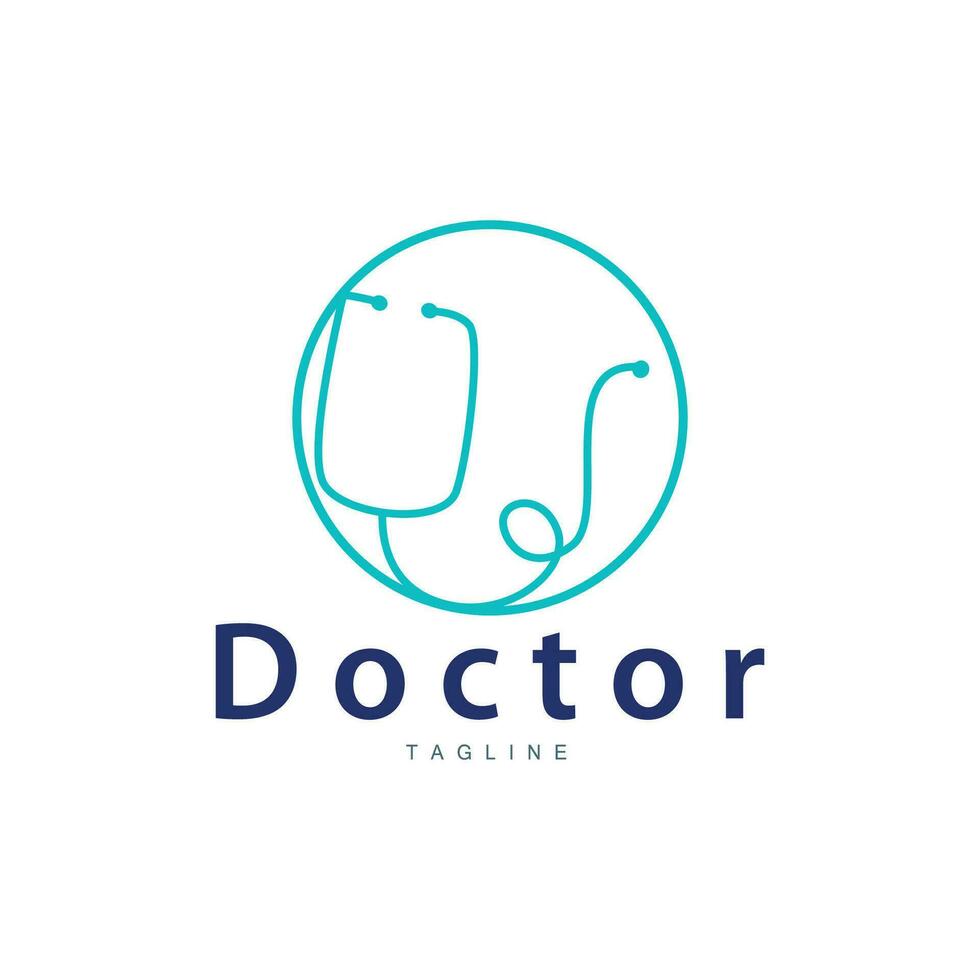 estetoscopio logo, salud médico diseño sencillo línea vector símbolo ilustración