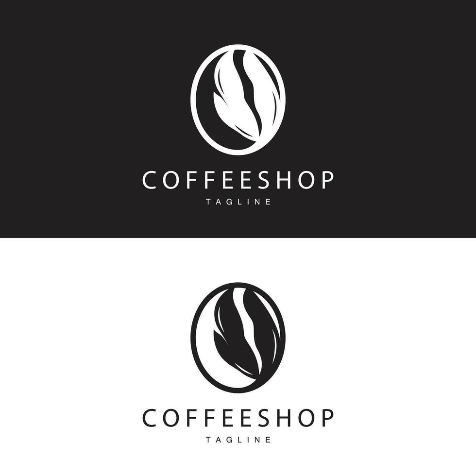 café tienda logo, negro café frijol diseño vector bebida sencillo símbolo ilustración modelo