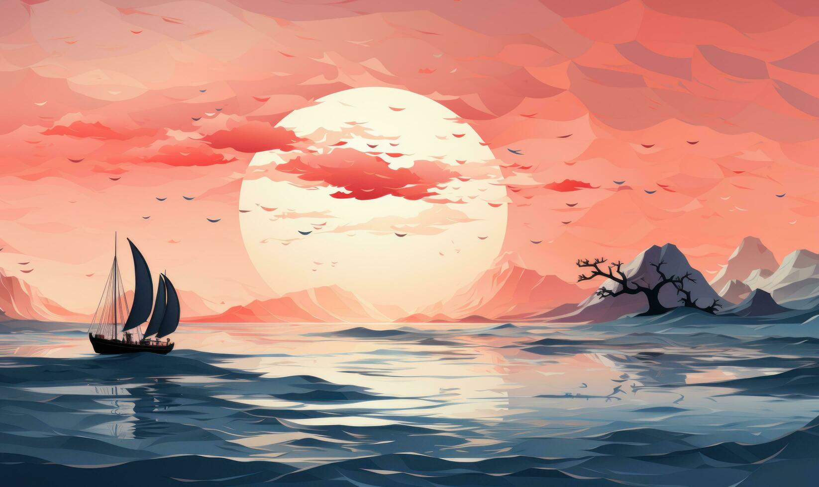 A flat geometric vector pattern of a ocean AI Generated photo