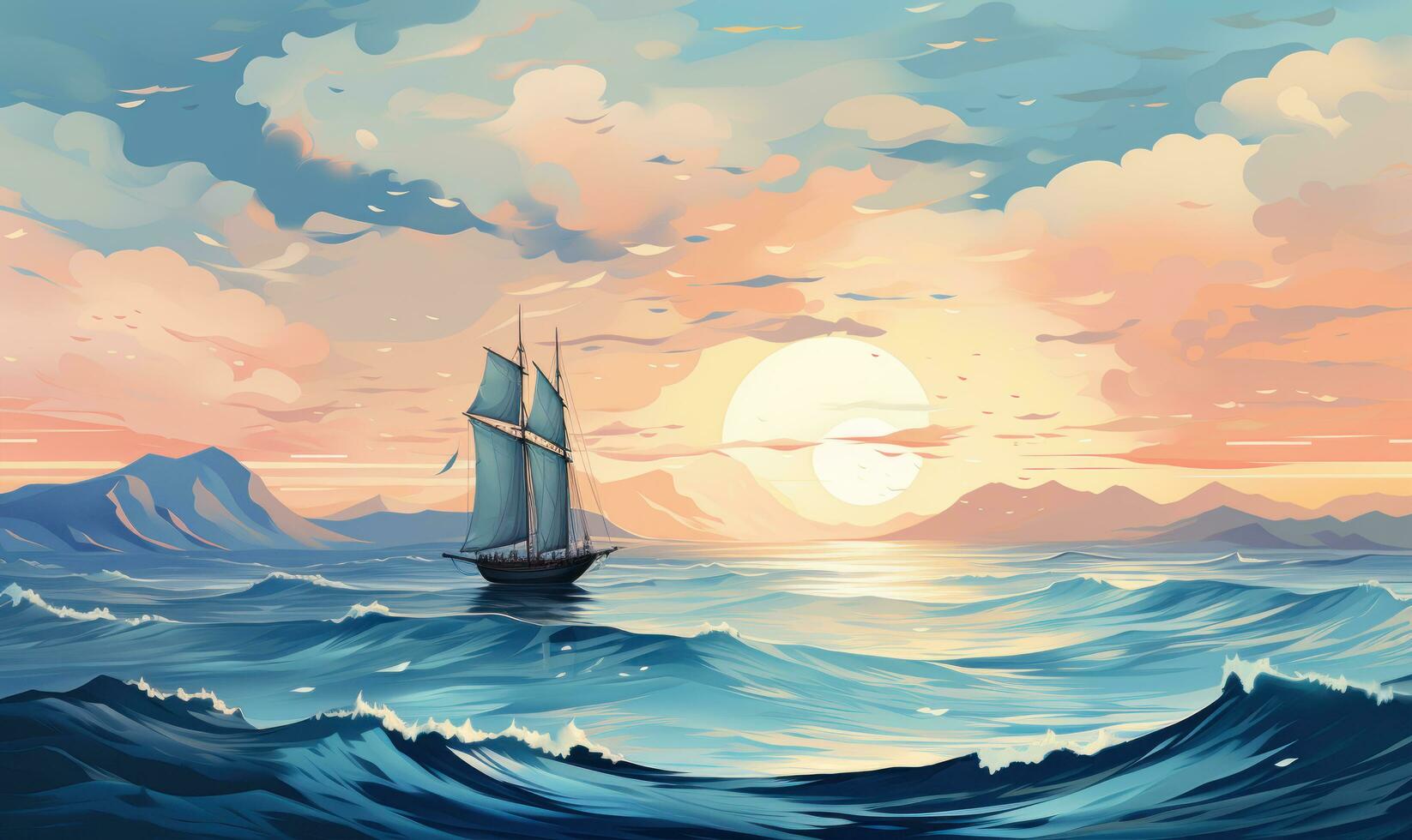 A flat geometric vector pattern of a ocean AI Generated photo
