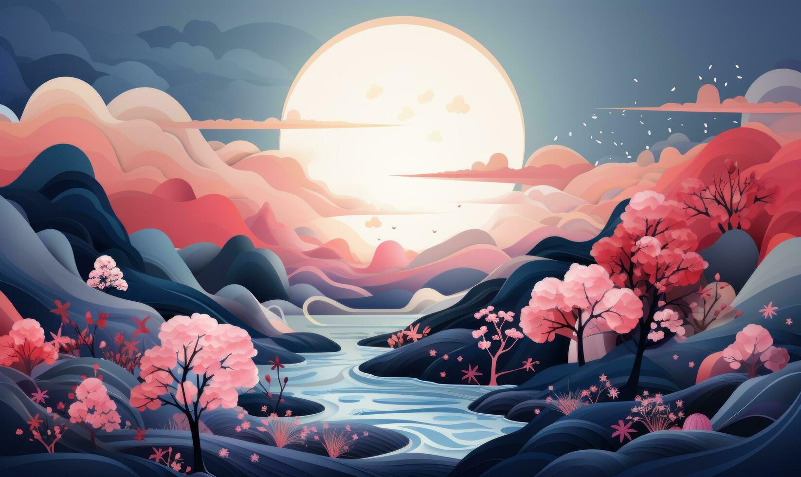 A flat geometric vector pattern of a ocean AI Generated photo