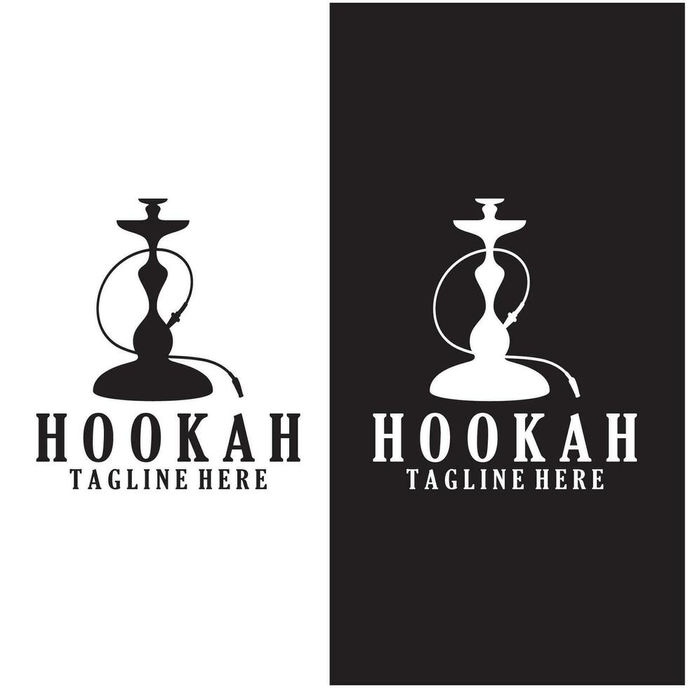 Vintage hookah, shisha or water pipe logo silhouette for club, bar,cafe,vape and shop. vector