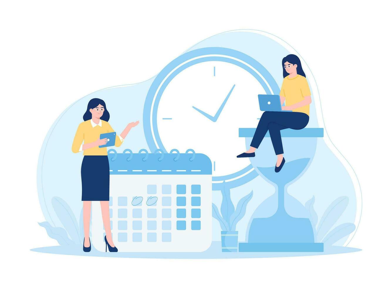 Work on time concept flat illustration vector