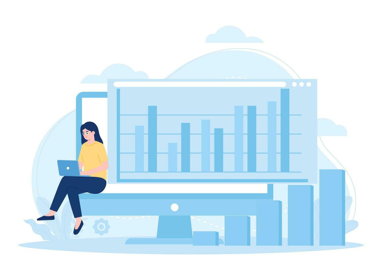 Analyze graphic statistics concept flat illustration vector