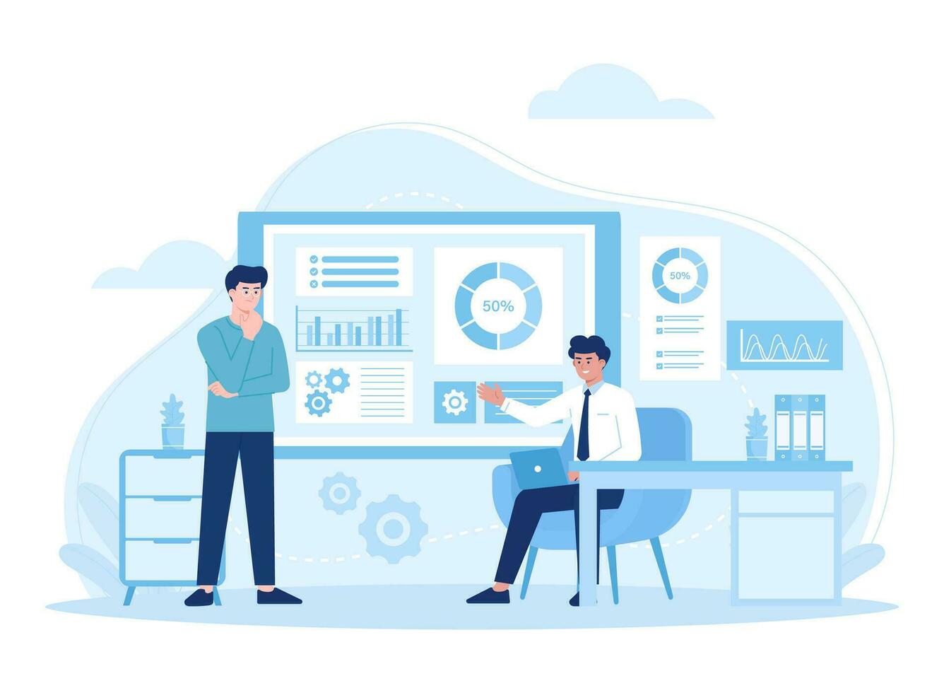 People consult on projects concept flat illustration vector