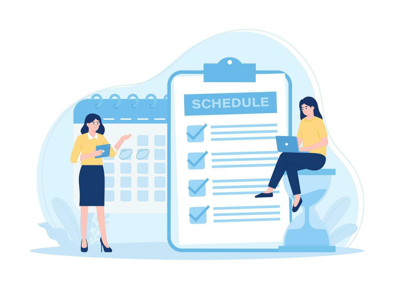 Scheduling working hours concept flat illustration vector