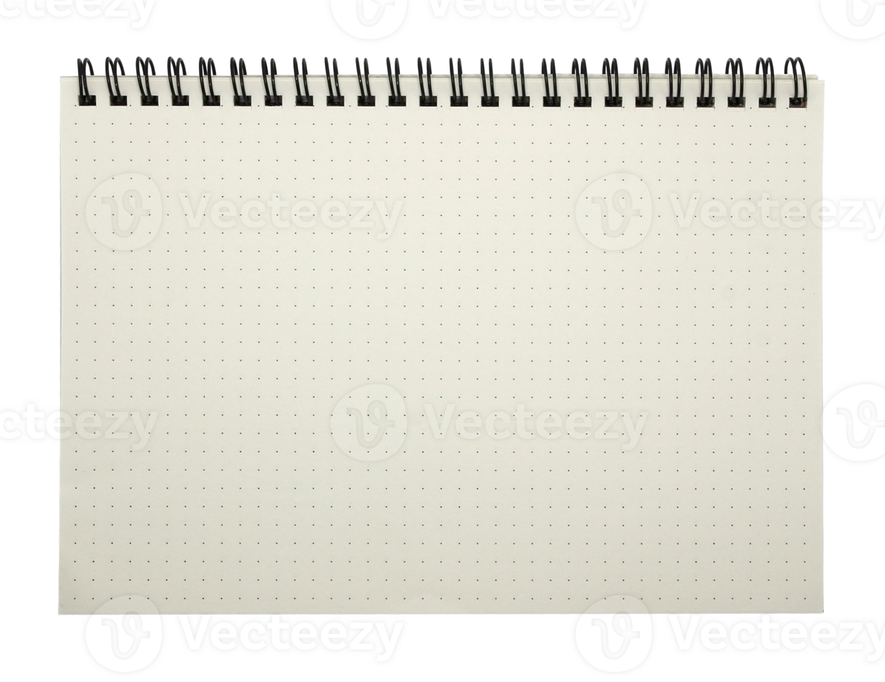 The notebook has a dot point with a looped spine on transparent background png file
