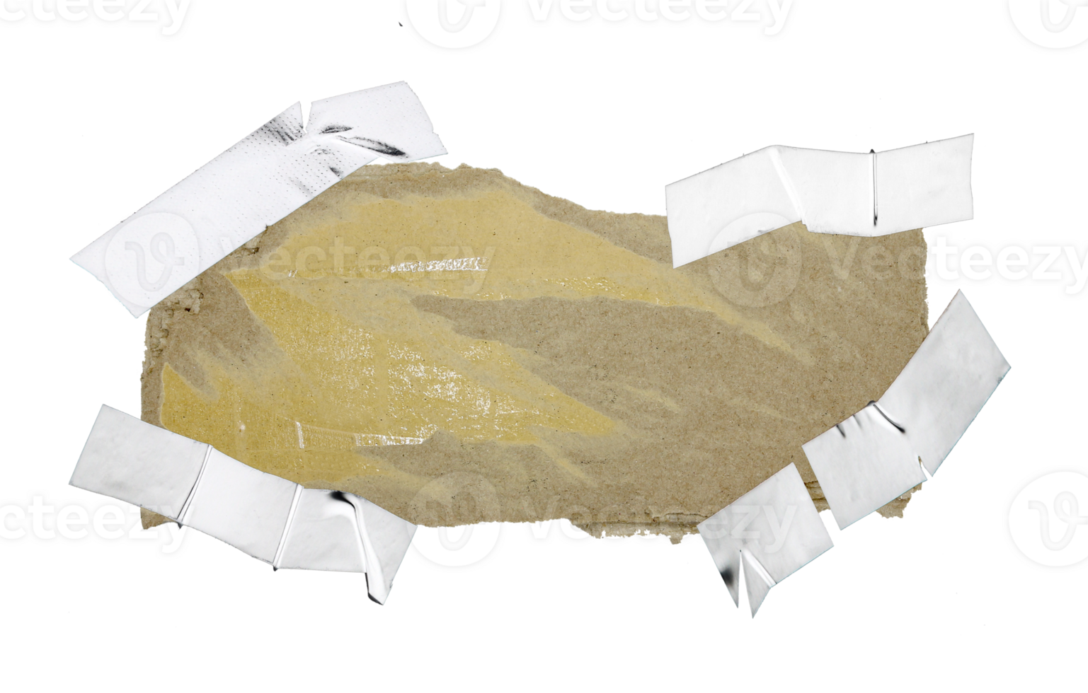 A sheet of corrugated paper is torn into pieces on transparent background png file