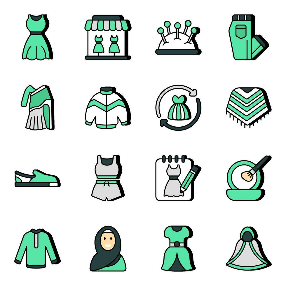 Pack of Accessories Flat Icons vector
