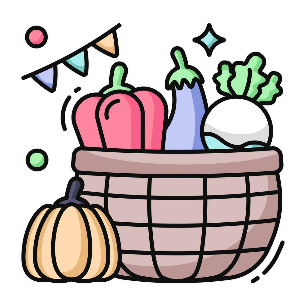 Trendy design icon of vegetable basket vector