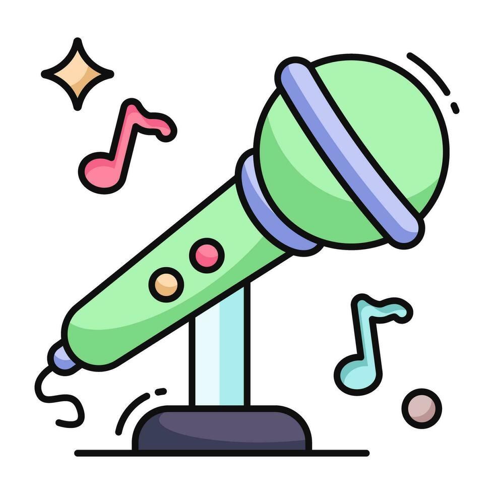 Icon of singing mic in flat design vector