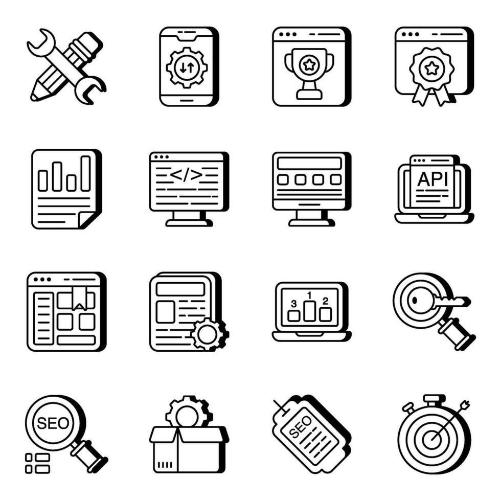Pack of Seo Linear Icons vector