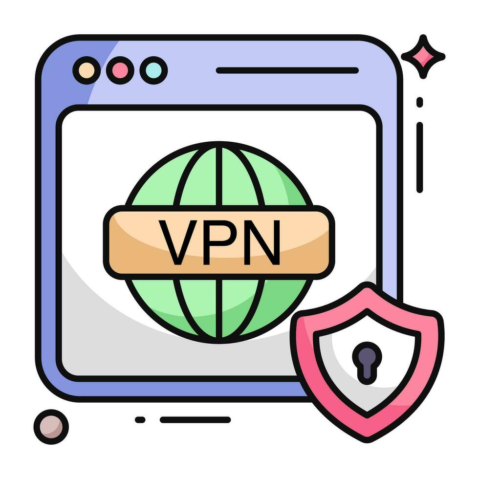 A flat design icon of secure VPN vector