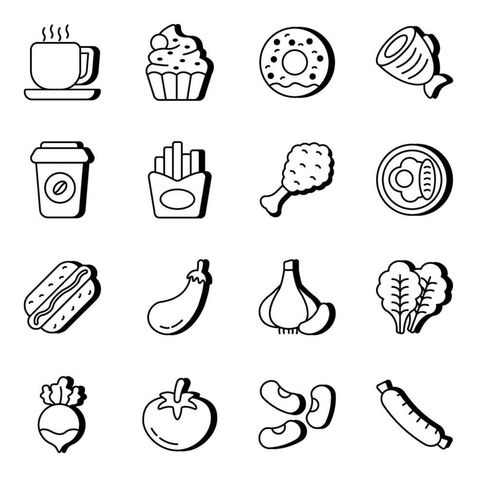 Pack of Food and Drink Linear Icons vector
