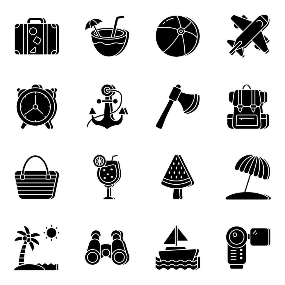Pack of Travel Solid Icons vector
