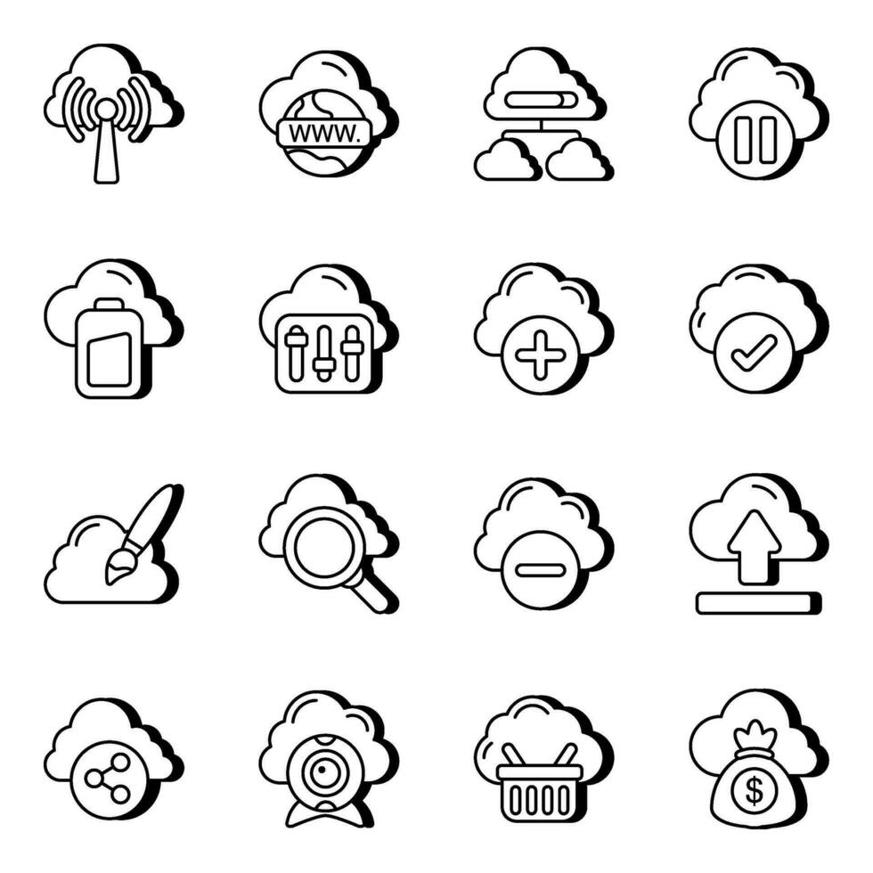 Pack of Cloud and Seo Linear Icons vector