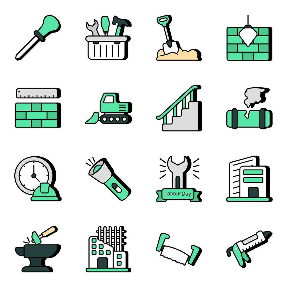 Pack of Repair Instrument Flat Icons vector