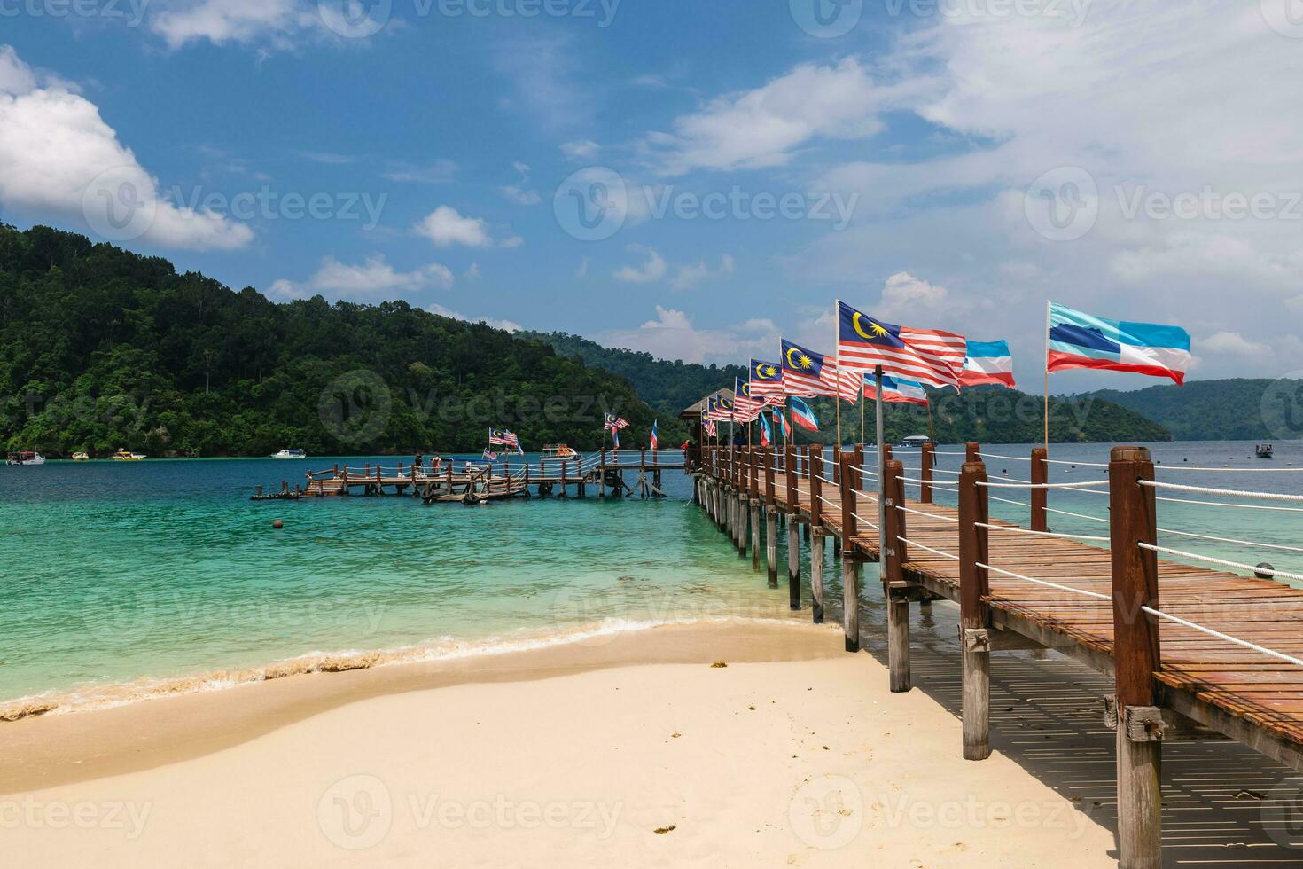 Jetty of Sapi island, an island of Tunku Abdul Rahman National Park in Sabah, Malaysia photo