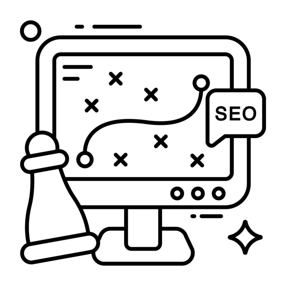 Conceptual Linear design icon of digital strategy vector