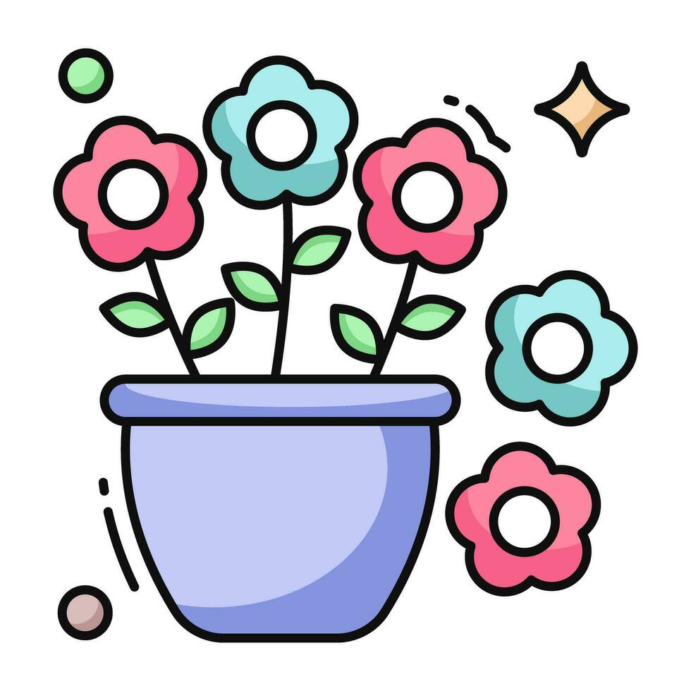 Conceptualizing flat design icon of flowerpot vector