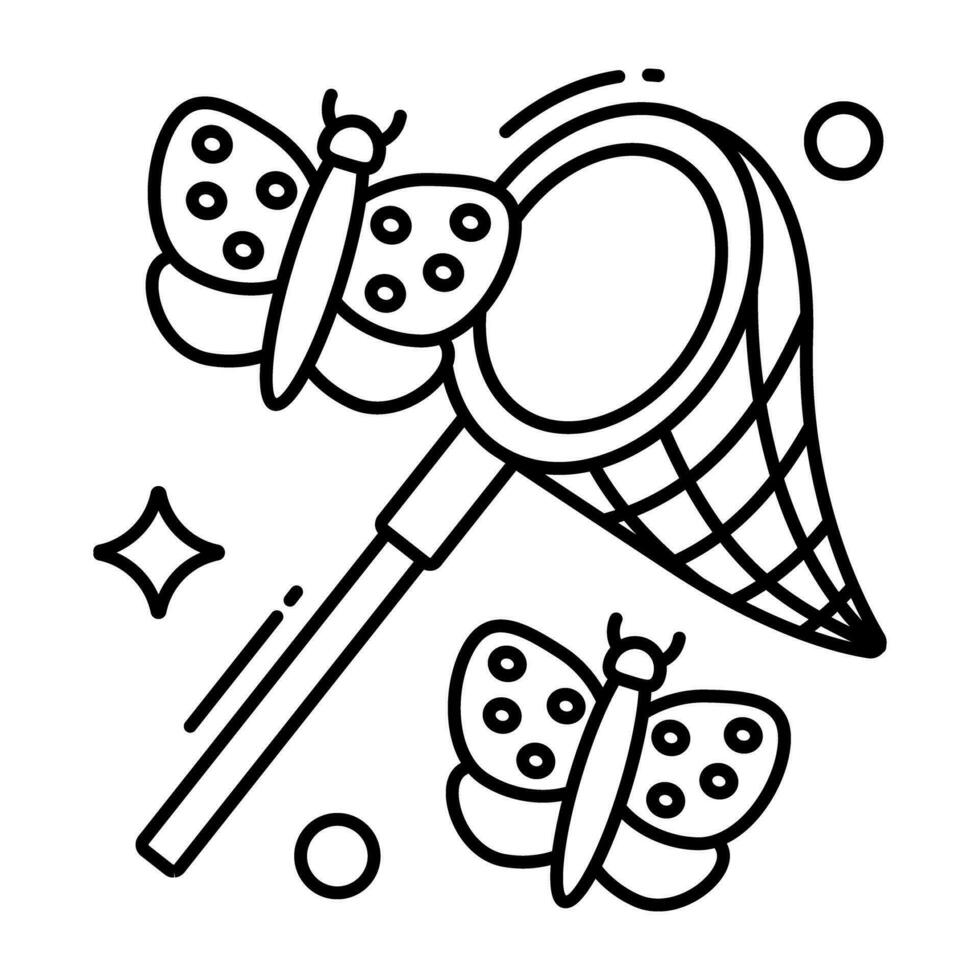 Conceptual line design icon of catching butterfly vector