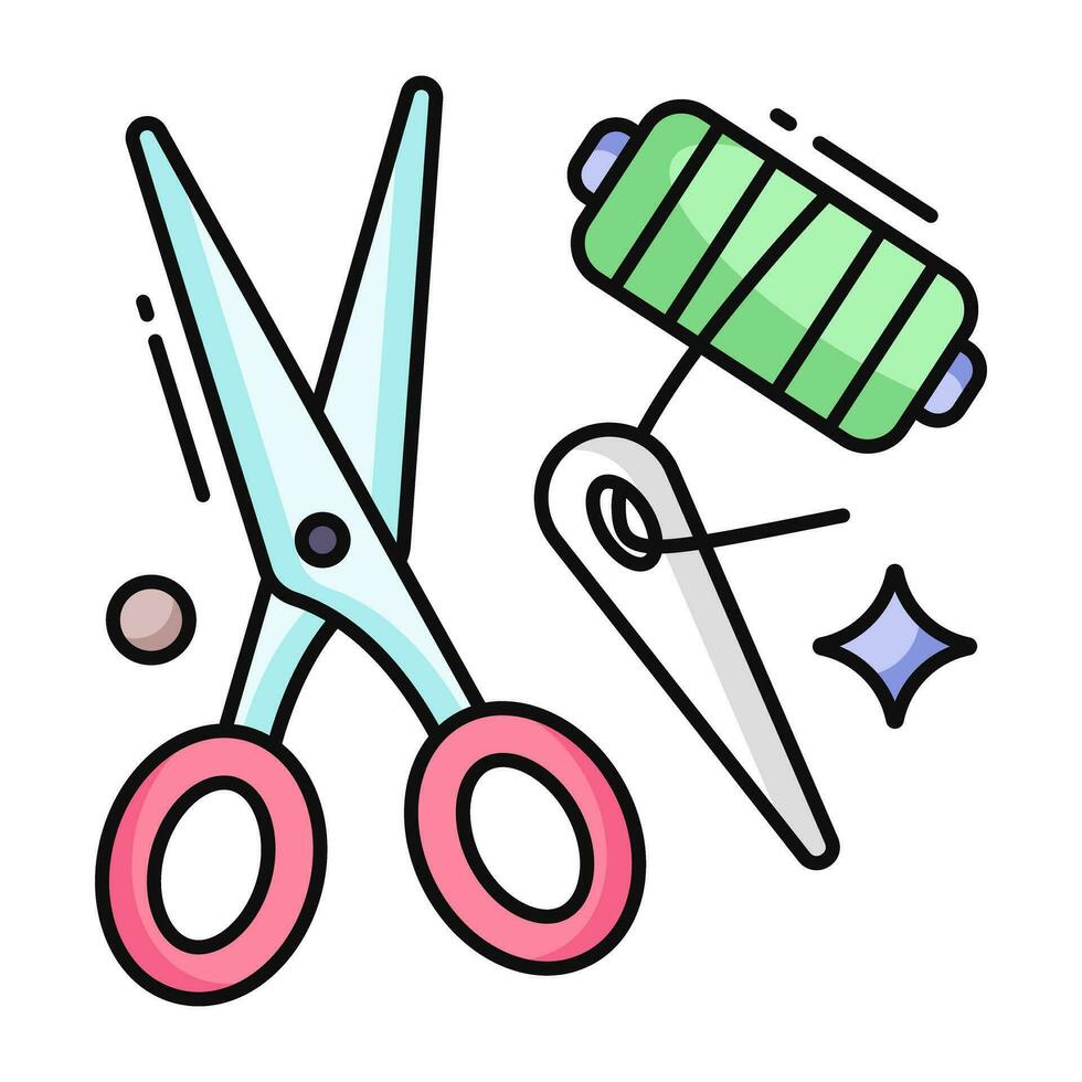 Conceptual flat design icon of sewing accessories vector