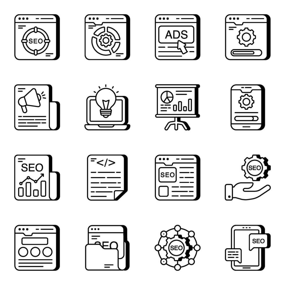 Pack of Seo and Technology Linear Icons vector
