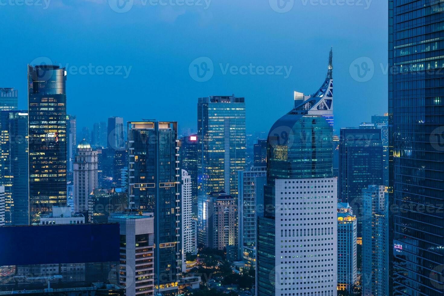 scenery of Jakarta skyline at night, the capital of Indonesia photo