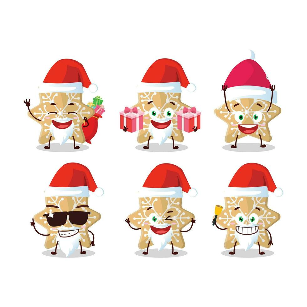 Papa Noel claus emoticones con galletas nieve dibujos animados personaje vector