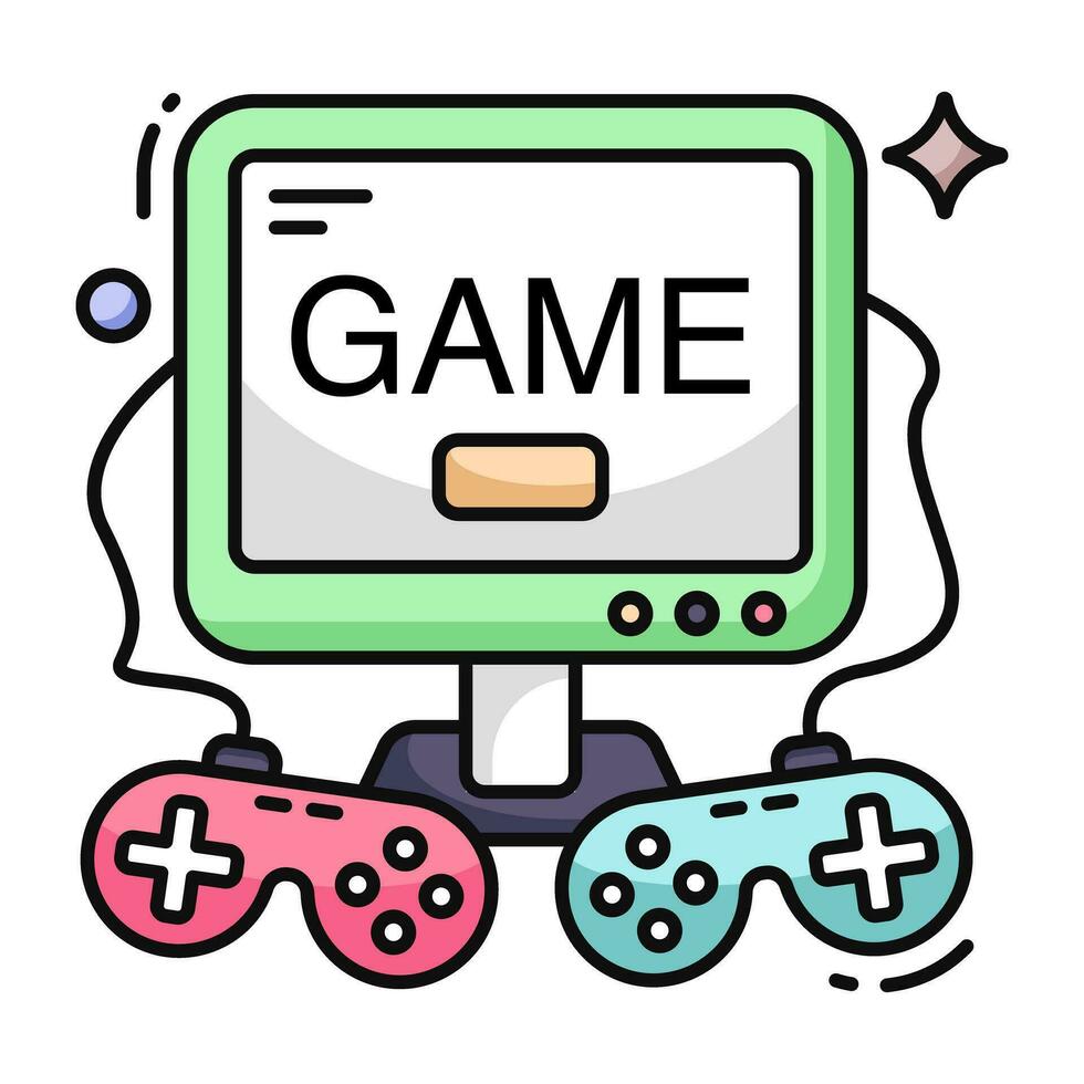 A flat design, icon of computer game vector