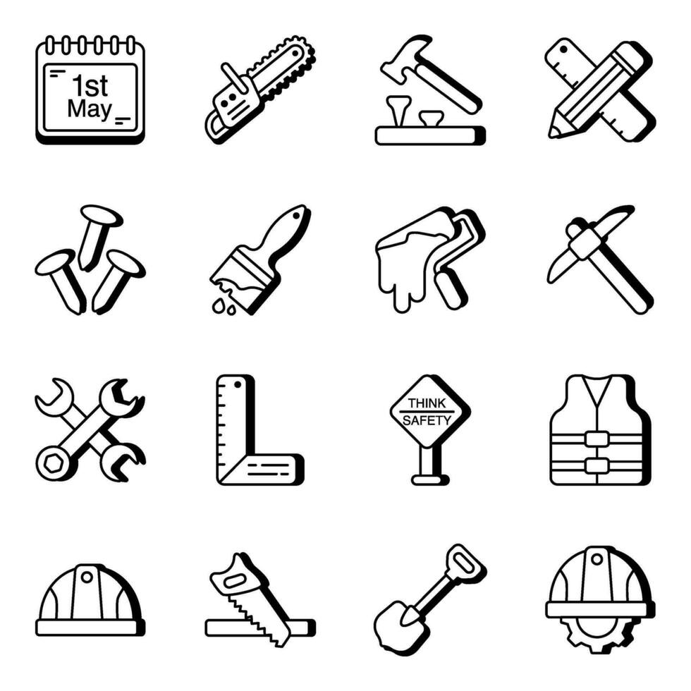 Pack of Labor Day Linear Icons vector