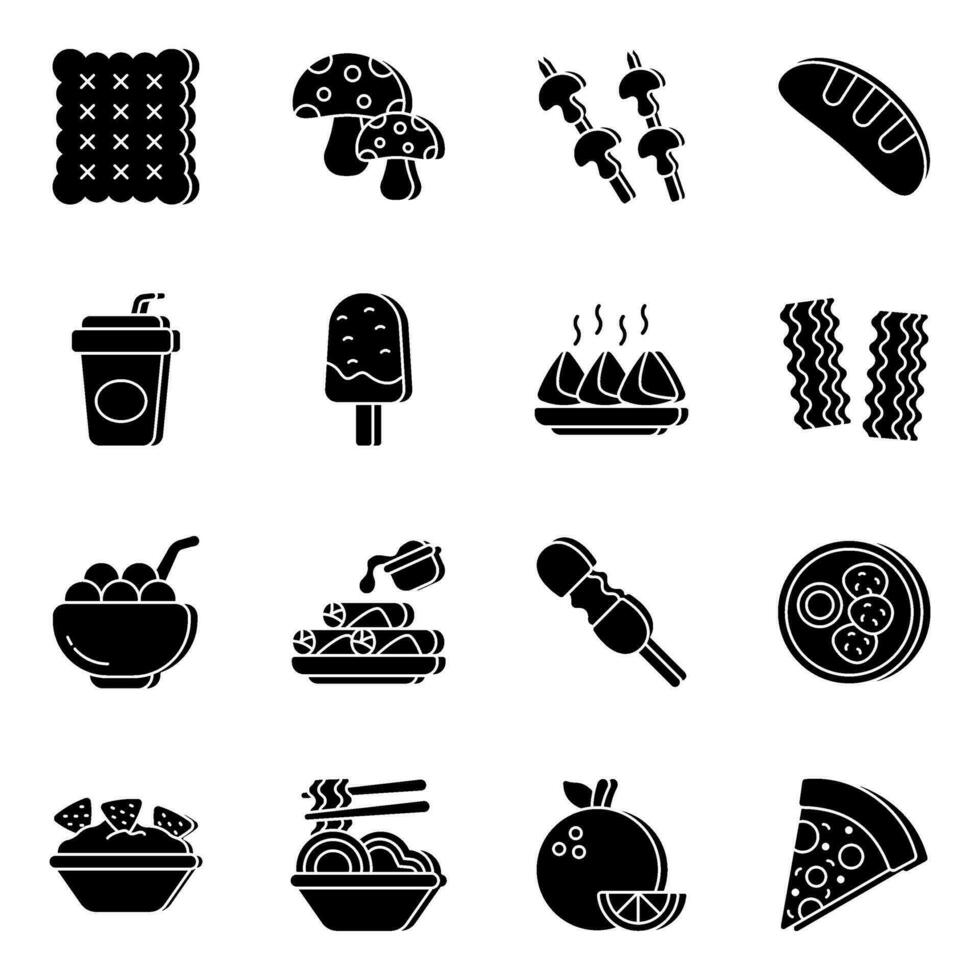 Pack of Fast Food Solid Icons vector