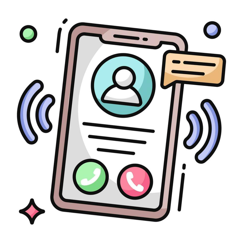 A flat design icon of mobile incoming call vector