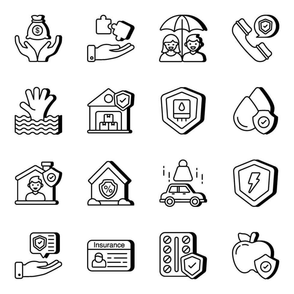 Pack of Security and Safety Linear Icons vector