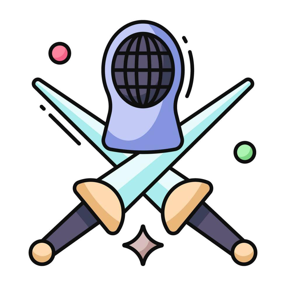 Battle tool concept icon, vector design of crossswords