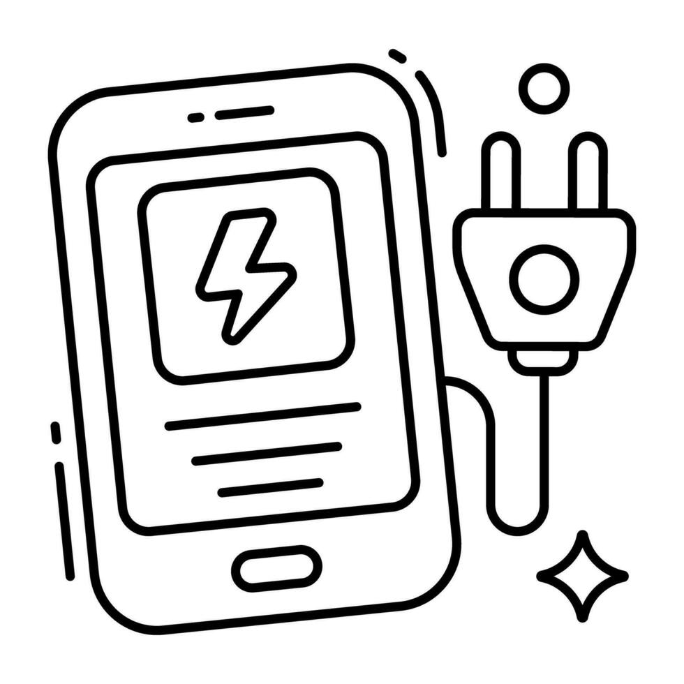 Mobile charging icon in line design vector